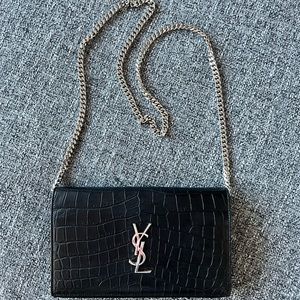 YSL black croc crossbody bag